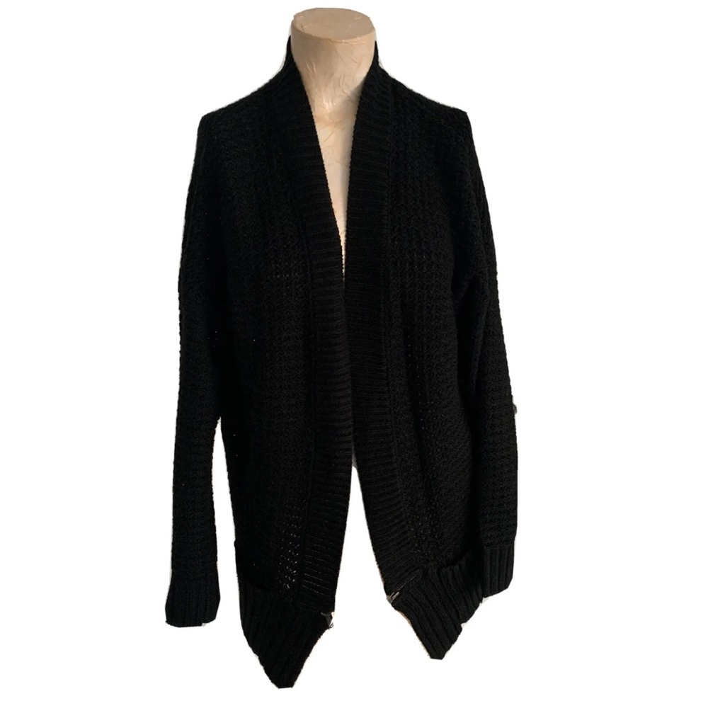 JJ Basics women Size M Black  cardigan sweater Long Sleeve open front
